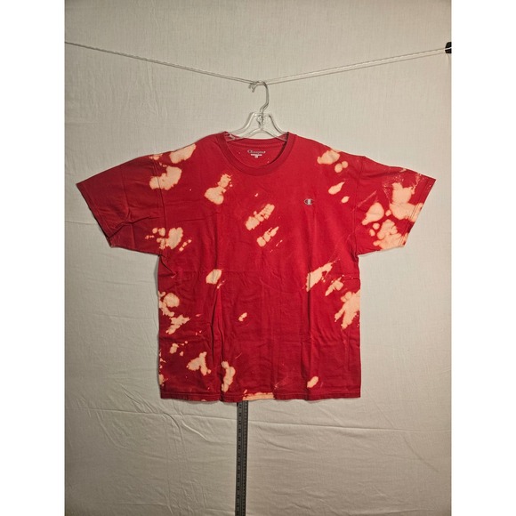 Champion Other - Champion Mens XL Red Bleach Dye Tie Dye Short Sleeve T-Shirt Embroidered vintage